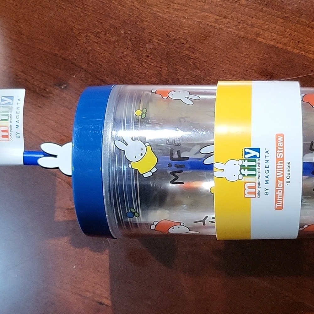 Brand New Miffy 18 ounce tumbler with straw.